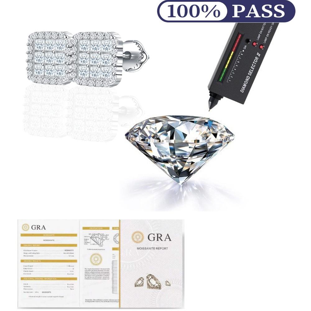 Certified D VVS1 Moissanite Stud Earrings 925 Sterling Silver 0.01ct-0.08ct New