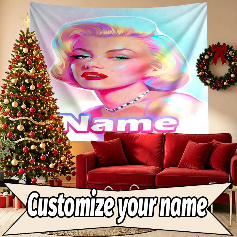 Custom Name Personalized Marilyn Monroe Print Tapestry, Wall Art Decor, Bedroom, Dorm, Apartment, LivingRoom, Party Backdrop, Gift for Birthday