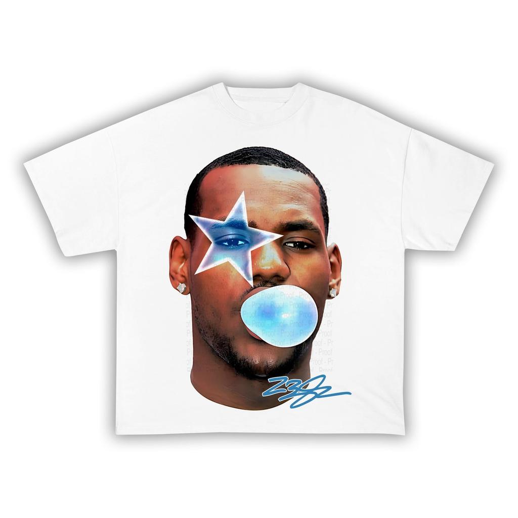 Хлопковая футболка Lebron James Bubble Gum Blue, футболки y2k, модные футболки, футболки в стиле streetwear, баскетбольные футболки, футболки с принтами