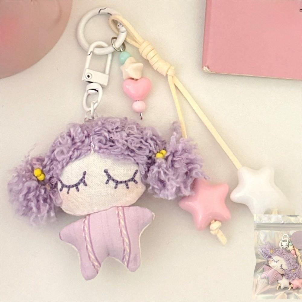 Stuffed Cartoon Bag Pendant Star Car Key Ring Lovely Little Girl Keychain  Bag Pendant