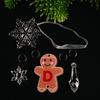 Christmas Gingerbread Man Letter Ornament Name Initial Gingerbread Hanging Decoration with Clear Acrylic Snowflake Icicle for Xmas Tree Party Decor
