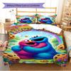 Name Custom Cookie Monster Pattern Bedding Set Quilt Cover Pillowcase Home Decor Gift (1 * duvet cover + 2 * pillowcase, without core)