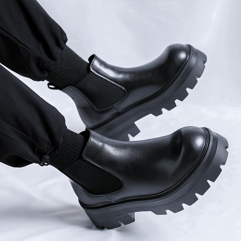 Черные осенние и зимние мужские ботинки Модный минималистичный дизайн в стиле повседневной одежды для отдыха на природе для деловых вечеринок для взрослых офисная обувь