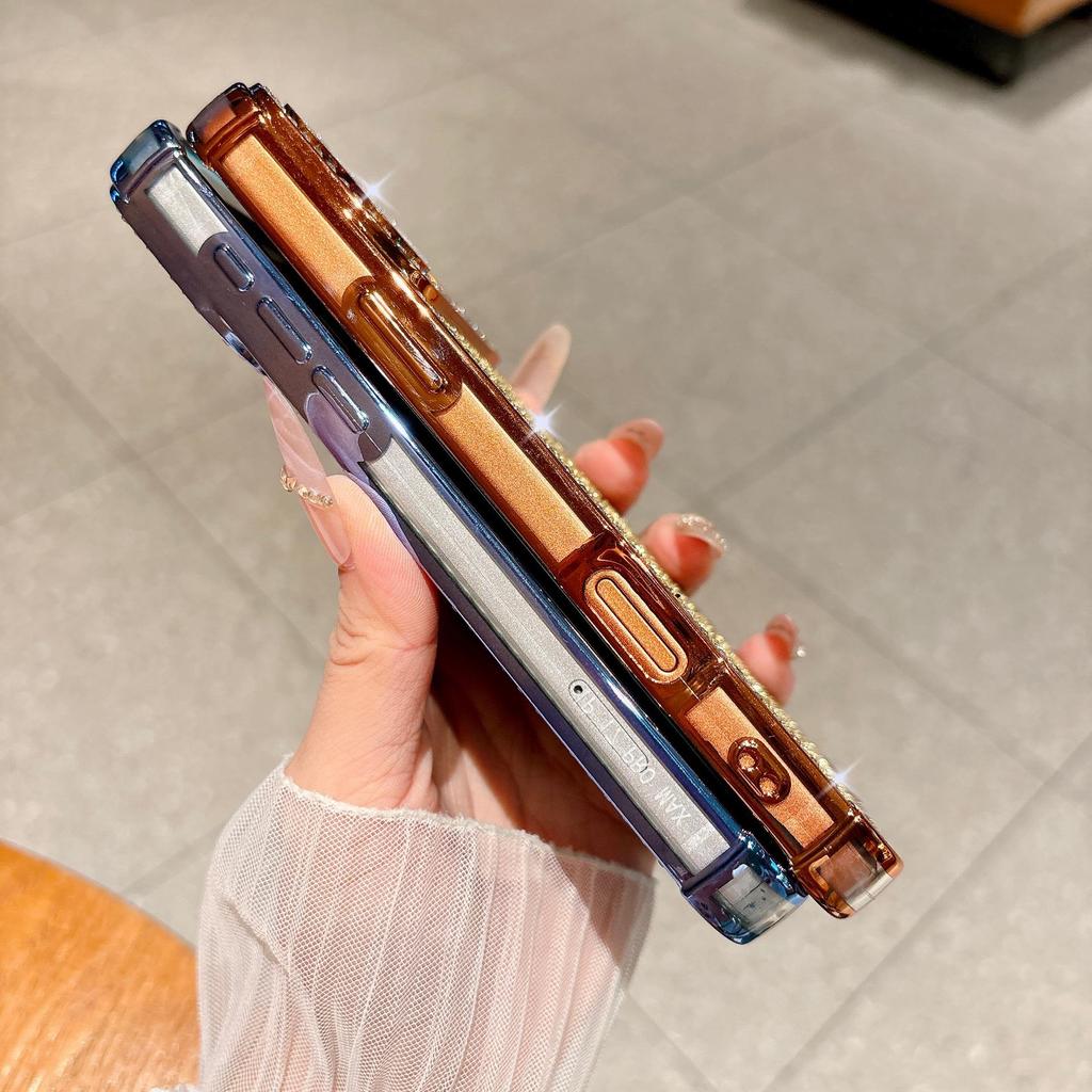 Блестящий Чехол-Решетка с Алмазами и Стразами для Apple 17 Pro Max и 16, Четырехугольная Защита от Падения, Подходит для 15