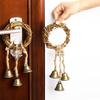 Door Knob Witch Bell Home Protection Handmade Hanging Brass Bell Rattan Wreath Witchcraft Door Hanger Wicca Wind Chime Decoration