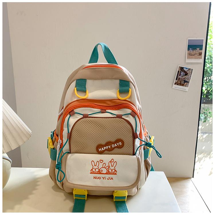 Schoolbag college style cute small fresh contrasting color schoolbag female junior high school girl high school student backpack travel lightweight