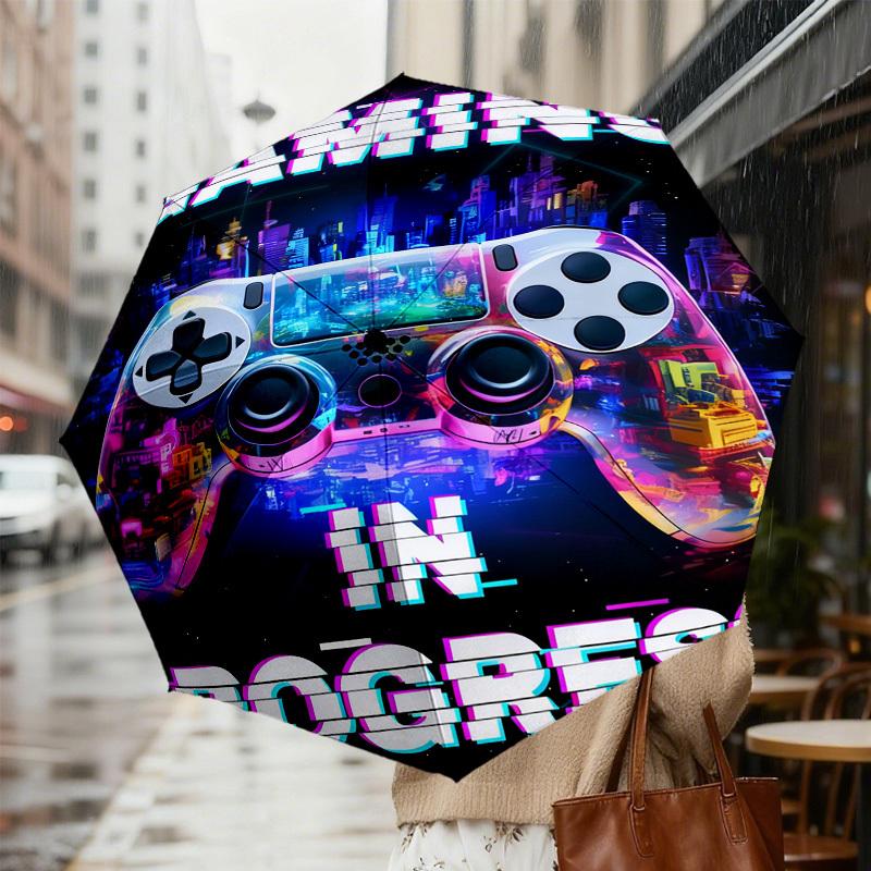 1 шт. Игровой узор прогресса Дизайн зонта Автоматическое открытие и закрытие Зонт, Высококачественный Дорожный зонт, c1128214