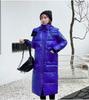 Women Long Winter Jacket Glossy Hooded Windproof Warm BIO Down Coat Oversize Cotton Padded Parkas