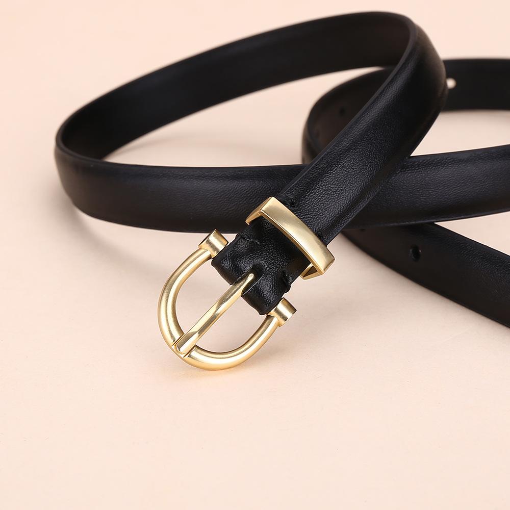 Женский ремень с пряжкой, женский простой джинсовый костюм из чистой коровьей кожи, брюки-кюлоты для женщин