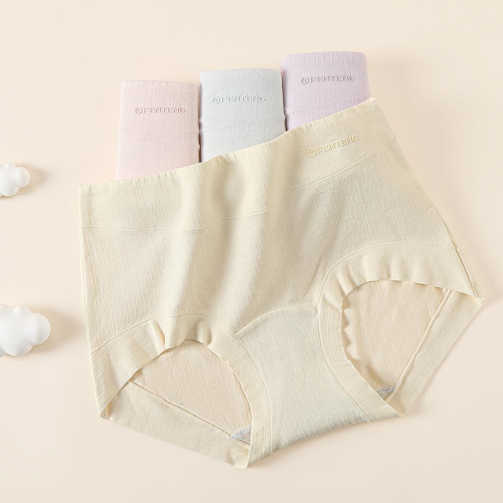 Fenteng Women's High Waist Cotton Underwear Set (4-Piece)