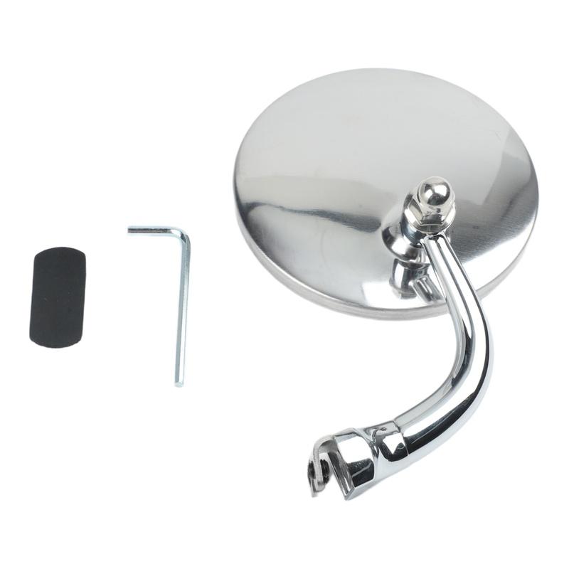 1pcs Round Rearview Mirror Classic Retro Rear Mirrors Stainless Steel Round Side Mirror Wide Fitment On Front And Rear Positions