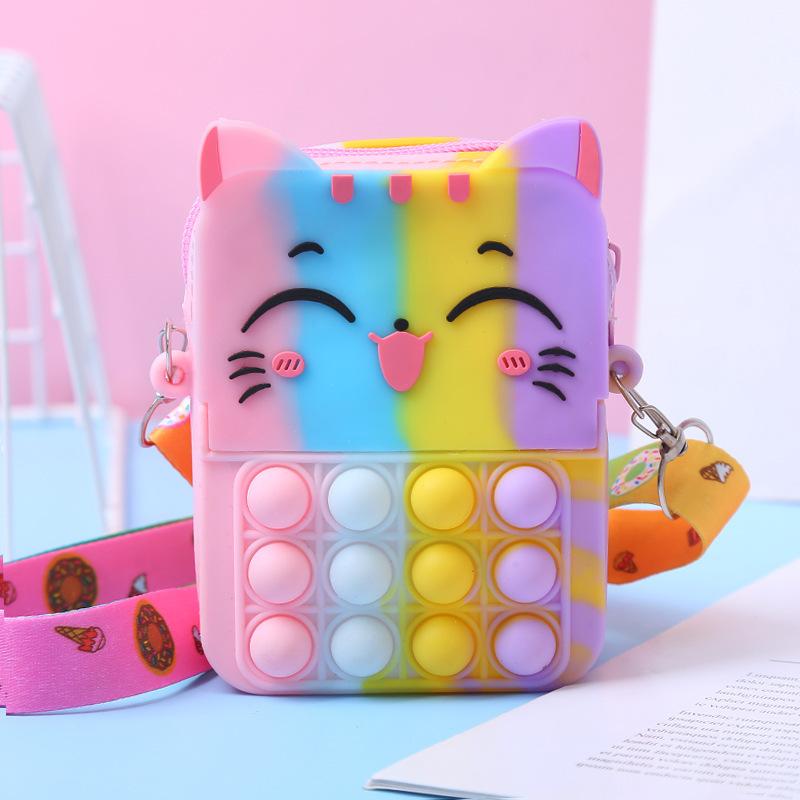 Новая сумка-пузырь для девочек, кошелек принцессы, мягкая силиконовая сумка через плечо, детский рюкзак с милым котом, игрушки для снятия стресса, сумка на плечо
