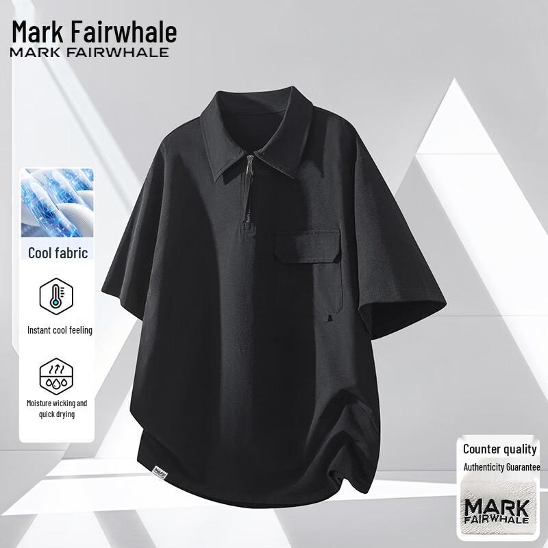 Mark Fairwhale Мужская летняя дышащая быстросохнущая футболка-поло с молнией на половину