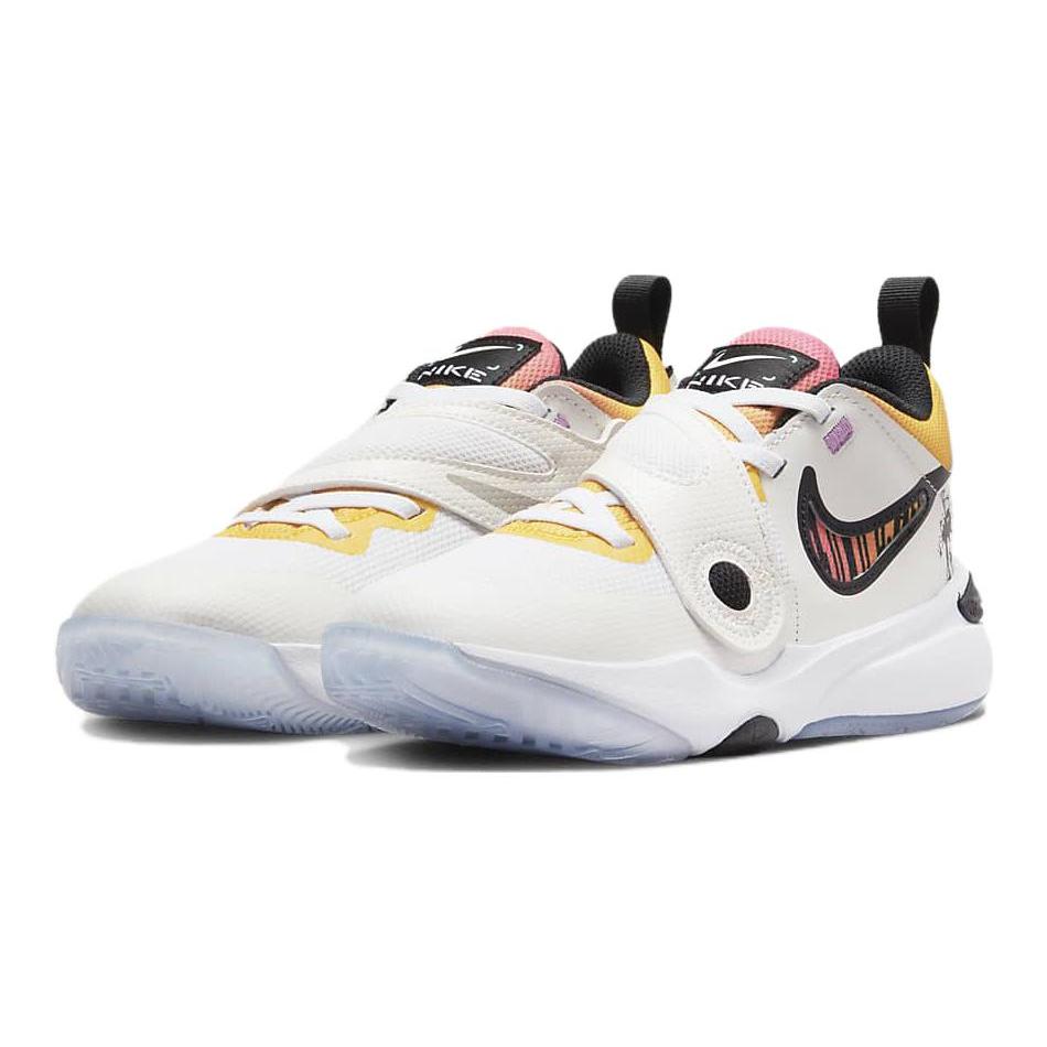 Nike Team Hustle D 11 PS Нескользящая Амортизация Низкие Детские Баскетбольные Кроссовки Белые Дети FJ7689-101