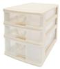 Sanko Plastic Accessory Storage Elpis Width X Depth X Height Soft Beige 3-tier 18.2 26.5 21.8cm