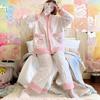 Autumn Winter Warm Sleepwear Thick Pajamas Long Sleeves Trousers Flannel Suits Thick Warm Home Sets