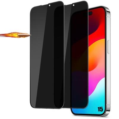 2 Закаленных стекла Анти-шпион для iPhone 15 Противоударная защита