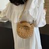 Spring/Summer Fashion Solid Color Small Handbag Art Retro Woven Shoulder Bag Hollow Mini Cute Crossbody Bucket Bag CLE