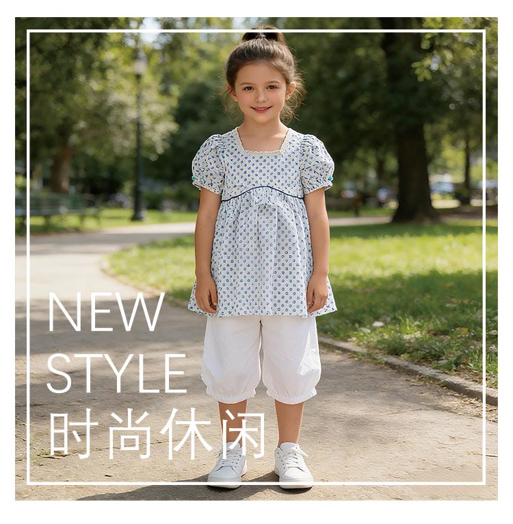 Girls' pure cotton doll shirt, summer new style, sweet and breathable top for medium and large children