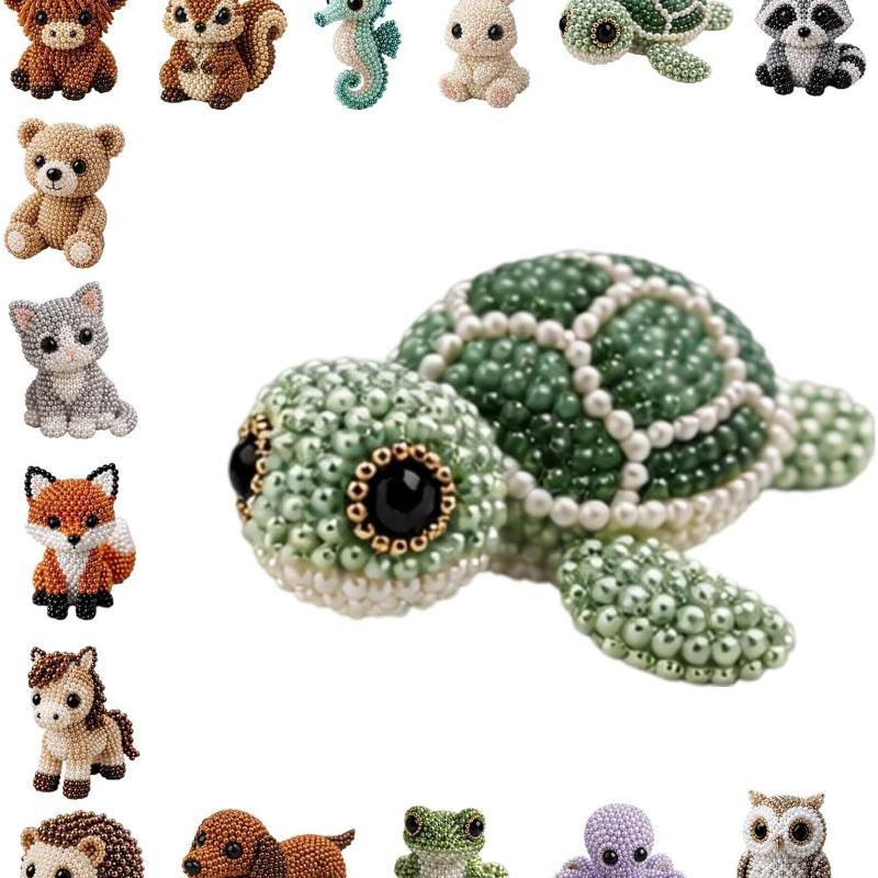 Cute Diy Handmade Colorful Beaded Animal Figurines Material Kit Perfect For Home Desktop Decor Ideal Gifts For Craft Lovers