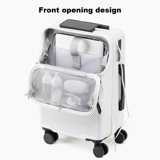 20-дюймовый чемодан для ручной клади с жестким корпусом, устойчивым к царапинам, с карманом на молнии и USB-интерфейсом