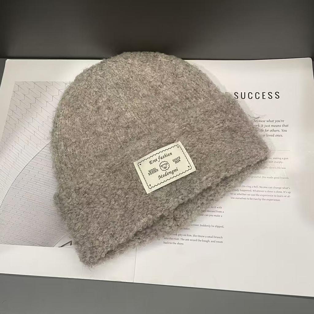 Вязаная шапка-патч для женщин на осень и зиму, теплая и защищающая уши, мягкая и восковая, утолщенная плюшевая шерстяная шапка, демонстрирующая модное лицо