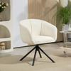 Armchair, Upholstered Chair with Comfortable Seat Shell, Swivel, Cozy Cover, up to 120 kg, Cream White
