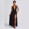 European and American Style Long Dress, Spring and Summer Sexy Spicy Girl, Neck Hanging V-neck Tie, Backless Slit Temperament Dress