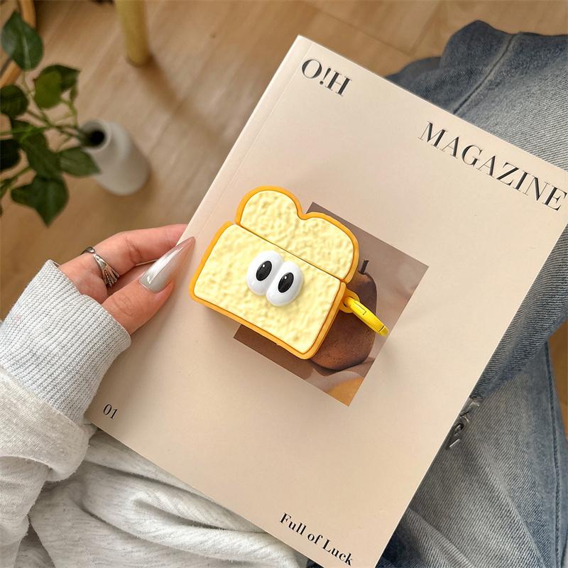 3D Чехол для беспроводных наушников в виде хлеба с глазками для AirPods Pro 2, зарядный чехол для AirPods 4 2024, силиконовые аксессуары для наушников