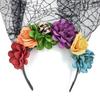 Повязка на голову на Хэллоуин Моделирование Темный Цветок Смерть Эластичная Сетка Цветок Стиль Противоскользящая Вечеринка Фото