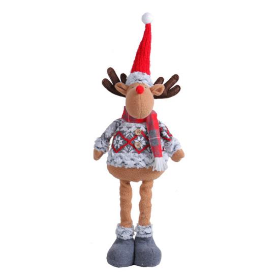 Рождественская плюшевая кукла с выдвижной ногой, стоящая игрушка Санта-Клаус, снеговик, олень, плюшевые игрушки для дома, праздничного стола, вечеринки