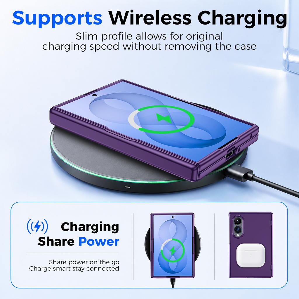 Slim Protective Case for Samsung Galaxy Z Fold8 with Camera Guard and Raised Screen Bezel-Purple