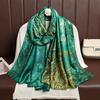 Spring and Summer Korean Version of the Fashion Wild Plant Simulation Silk Long Section Silk Scarf Elegant Temperament Ladies Take Sun Shawl