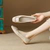 Женская обувь Slip on женские балетки для отдыха на открытом воздухе офисные и карьерные балетки женские металлические украшения квадратный носок мягкая подошва женская обувь