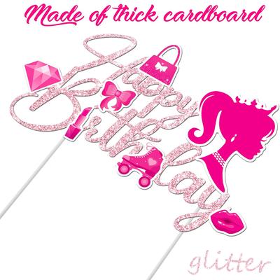 Ярко-розовый принцесса девочка топпер для торта на день рождения С днем рождения топпер для торта для девочек женщин день рождения девичник холостяцкая вечеринка