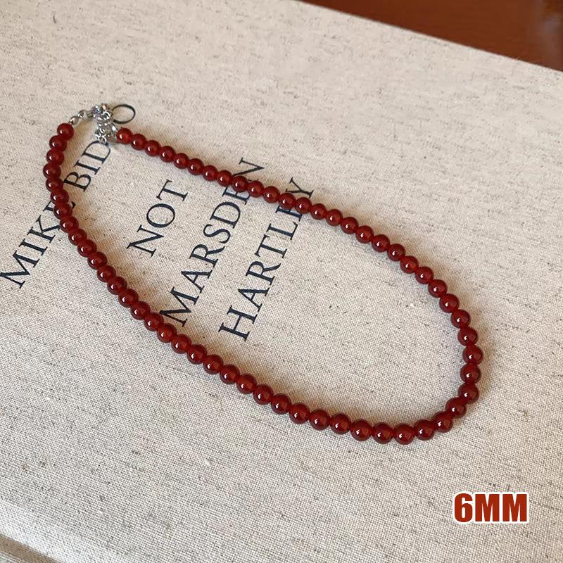 Vintage Red Beaded Necklaces For Women Chinese Style Glass Beads Necklace Exquisite Elegant Choker Aesthetic Jewelry Accessories