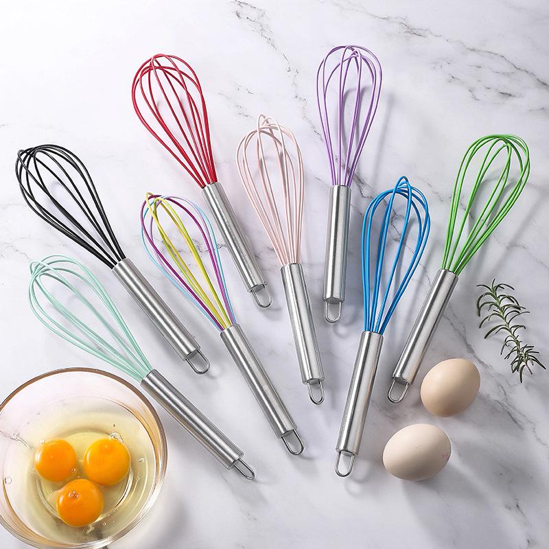Silicone Handle Stainless Steel Egg Beater & Whisk Baking Tool