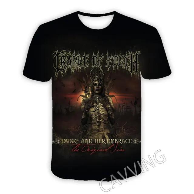 Черные Металлические Рок Футболки Cradle Of Filth Мужские 3D Печать Мужчины Женщины Хип-Хоп Тренд Короткий Рукав Футболка Оверсайз Уличная Футболка Y2k Топ