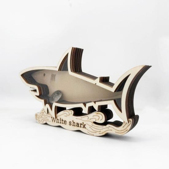 Витрина для зубов акулы, деревянная акула, теневая коробка, настольная коллекционная витрина для коллекционеров монет и любителей акул