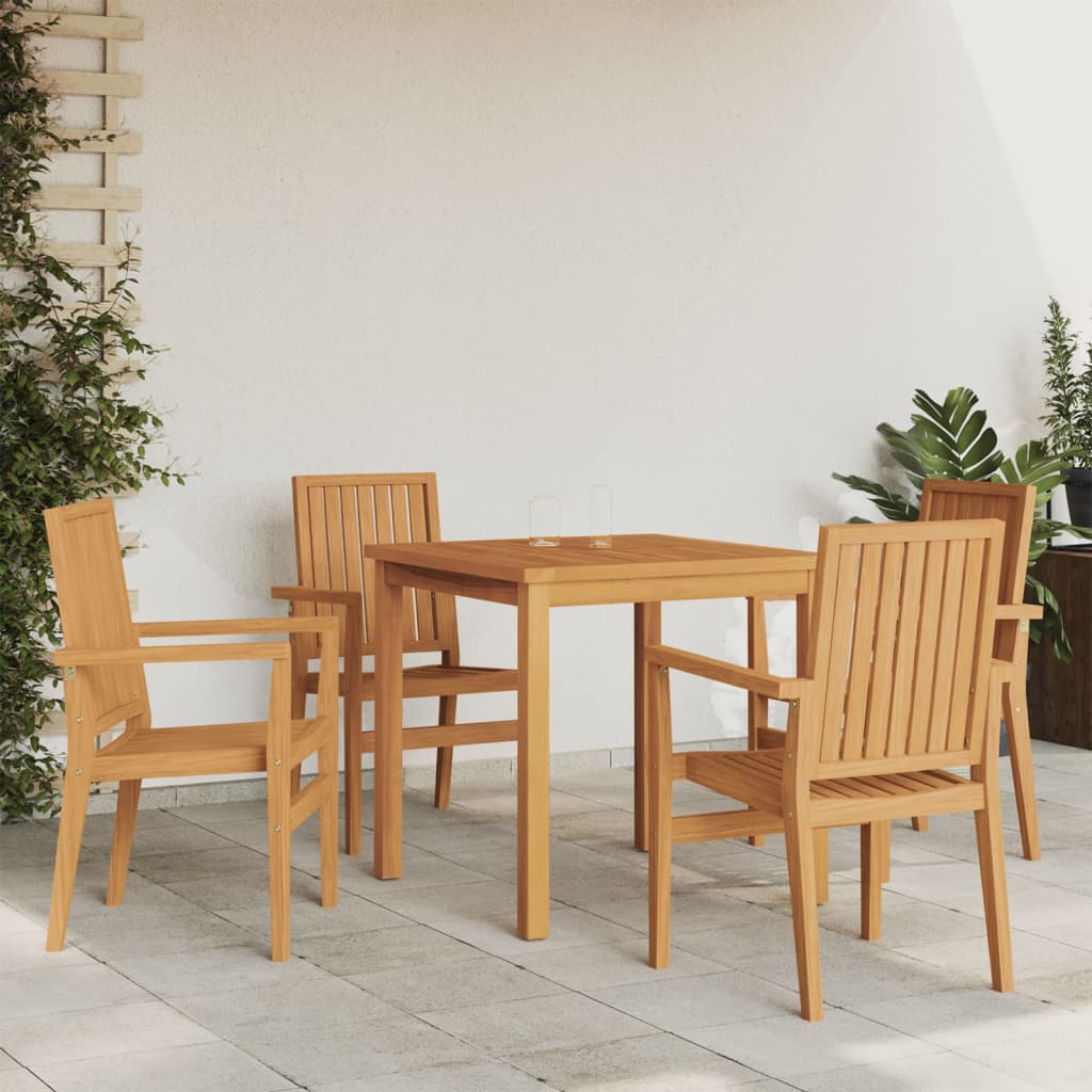 5 Piece Garden Dining Set Solid Teak Wood