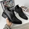 Fashion Black Derby Men's Leather Shoes Classic Luxury Designer Style Dance and Party Trendy Adult Thick Soled Shoes Couple Black