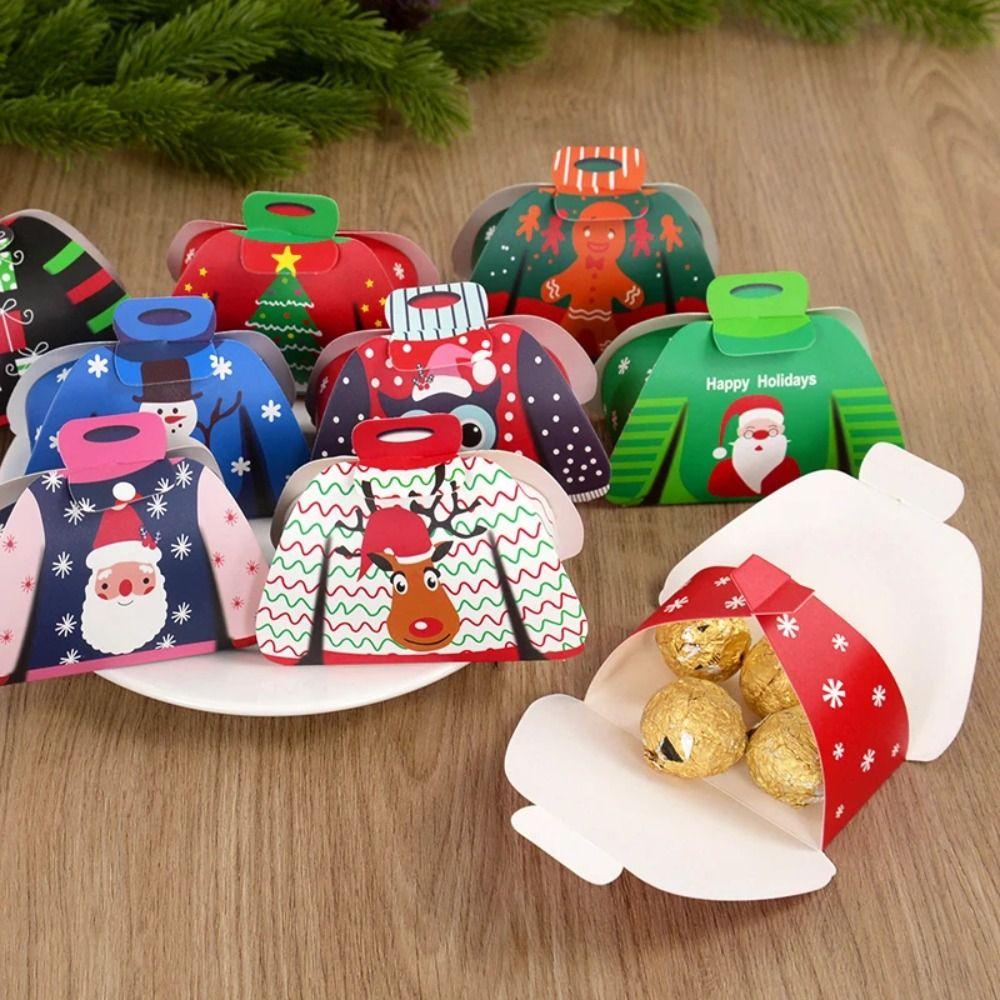 24PCS Assorted Design Christmas Candy Box Holiday Pattern Cartoon Sweater Box Holiday Party Favor