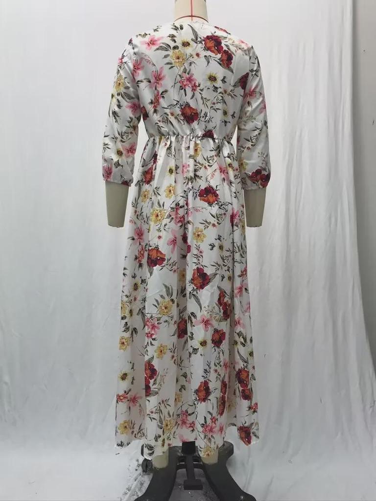 2025 г. шифоновое облегающее длинное платье с цветочным принтом в европейском и американском стиле