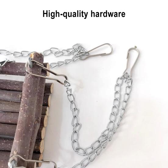 Гамак-качели для хомяка из натурального дерева, жевательная игрушка, маленький гамак-укрытие для грызунов с металлическими подвесными цепочками для морских свинок, песчанок, бурундуков