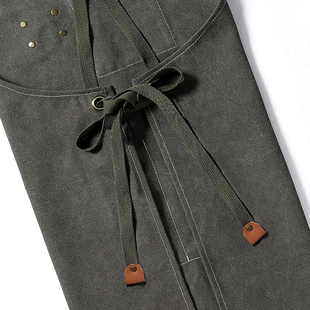 Canvas Kitchen Aprons Multi-pocket Barista Apron New Chef Work Apron  Kitchen