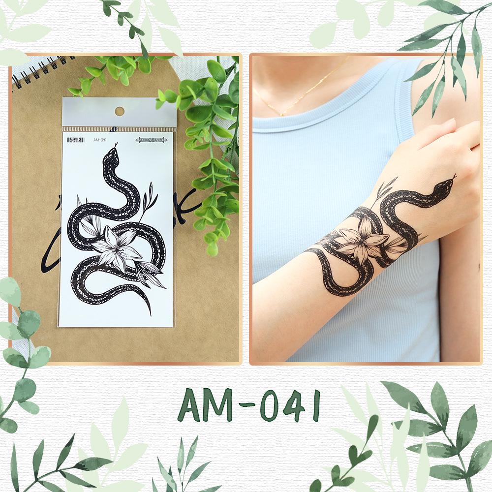 «Модные водонепроницаемые наклейки-татуировки в виде змеи и цветка для мужчин и женщин — крутой, модный дизайн для руки»