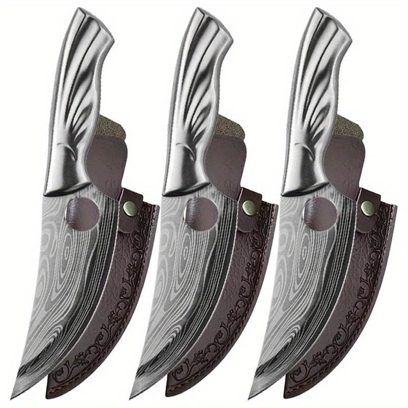 Универсальный нож из нержавеющей стали, обвалочный нож с чехлом, дамасский лазерный нож шеф-повара, нож для нарезки мяса, кухонный топорик для приготовления пищи