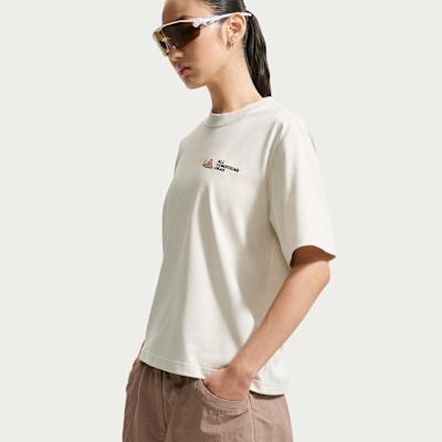 Women's Nike ACG T Shirts Women's Ecru Crew Neck Moderate