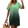 Женские модные повседневные свободные платья с коротким рукавом и V-образным вырезом