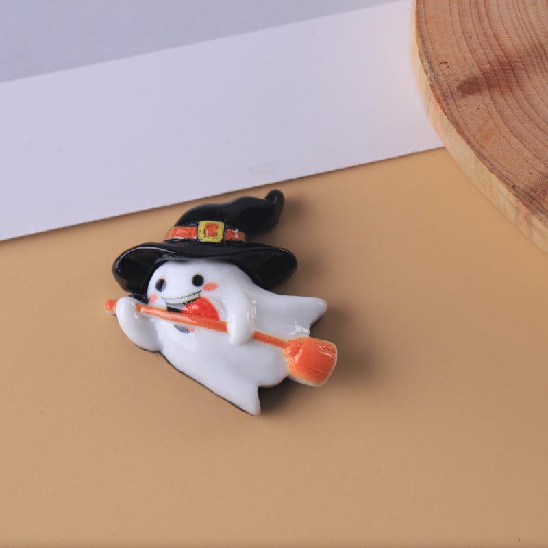 Украшения из смолы на Хэллоуин, сделанные вручную, полукруглые: Нашивки с тыквой, черепом и привидением